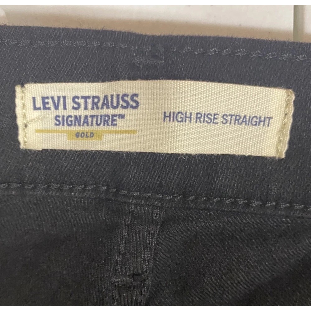 Levi Strauss Signature Jeans Womens 26L 38x34 Black Denim High Rise Straight Leg - Picture 3 of 15